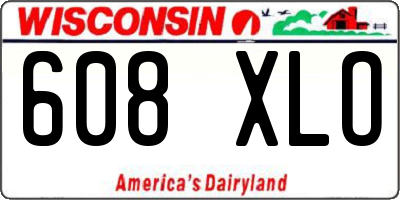 WI license plate 608XLO