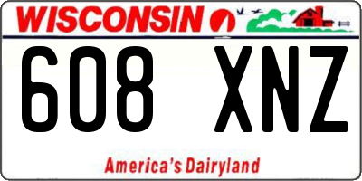 WI license plate 608XNZ