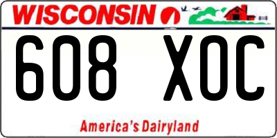 WI license plate 608XOC