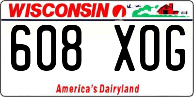 WI license plate 608XOG