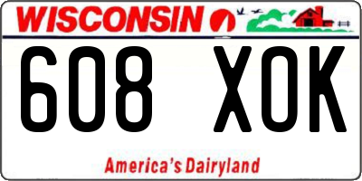 WI license plate 608XOK