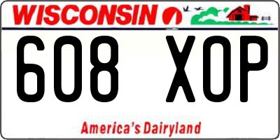 WI license plate 608XOP