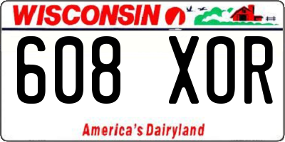WI license plate 608XOR