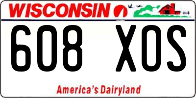 WI license plate 608XOS