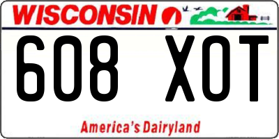 WI license plate 608XOT