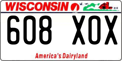 WI license plate 608XOX