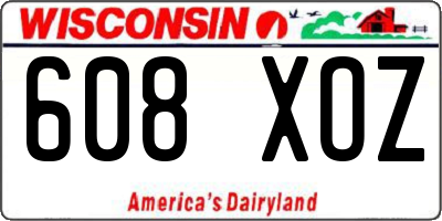 WI license plate 608XOZ