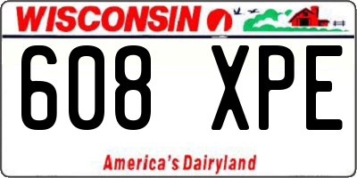 WI license plate 608XPE