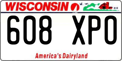 WI license plate 608XPO