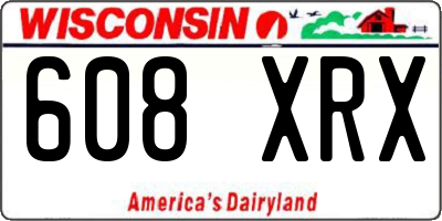 WI license plate 608XRX
