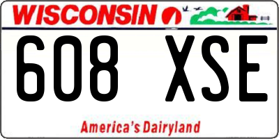 WI license plate 608XSE