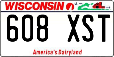 WI license plate 608XST