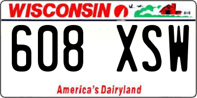 WI license plate 608XSW