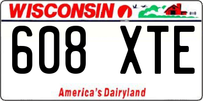 WI license plate 608XTE