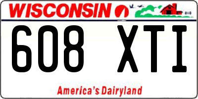 WI license plate 608XTI