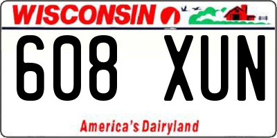 WI license plate 608XUN