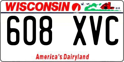 WI license plate 608XVC