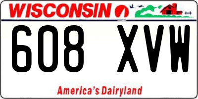 WI license plate 608XVW