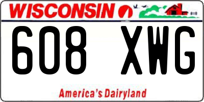 WI license plate 608XWG