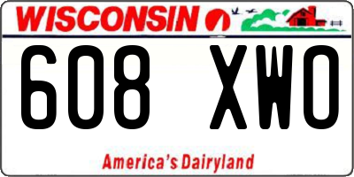 WI license plate 608XWO