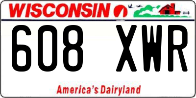 WI license plate 608XWR