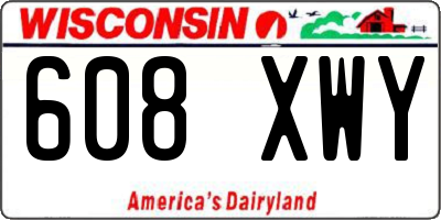 WI license plate 608XWY