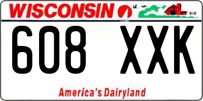 WI license plate 608XXK