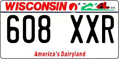 WI license plate 608XXR
