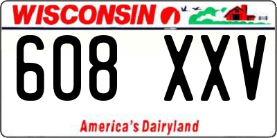 WI license plate 608XXV