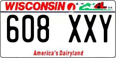 WI license plate 608XXY