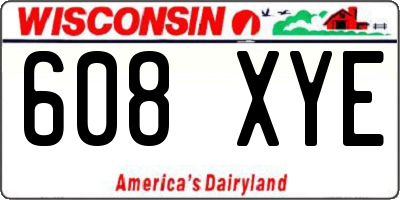 WI license plate 608XYE