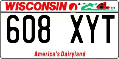 WI license plate 608XYT
