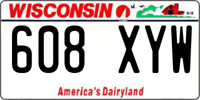 WI license plate 608XYW