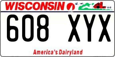 WI license plate 608XYX