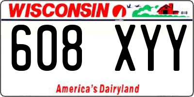 WI license plate 608XYY