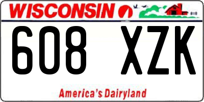 WI license plate 608XZK