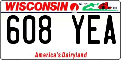 WI license plate 608YEA