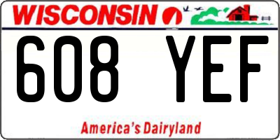 WI license plate 608YEF