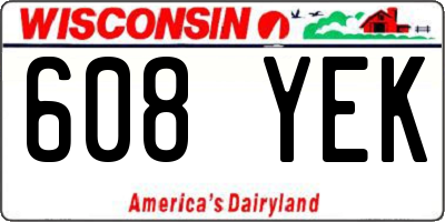 WI license plate 608YEK