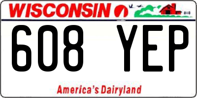 WI license plate 608YEP