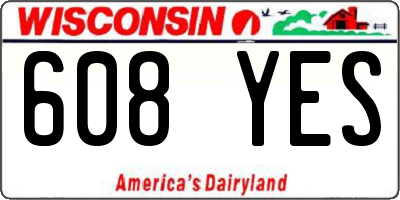 WI license plate 608YES