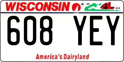 WI license plate 608YEY