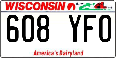 WI license plate 608YFO