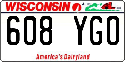 WI license plate 608YGO