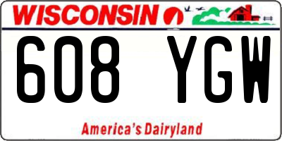 WI license plate 608YGW