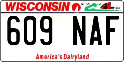 WI license plate 609NAF