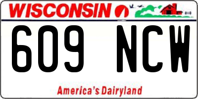 WI license plate 609NCW