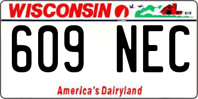 WI license plate 609NEC