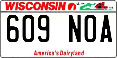 WI license plate 609NOA