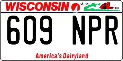 WI license plate 609NPR